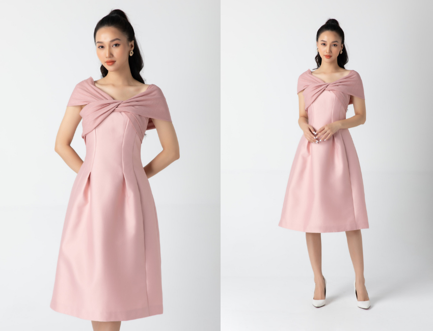 Váy đầm họa tiết hoa mầu hồng pastel chất liệu vải tơ cao cấp. | Shopee  Việt Nam