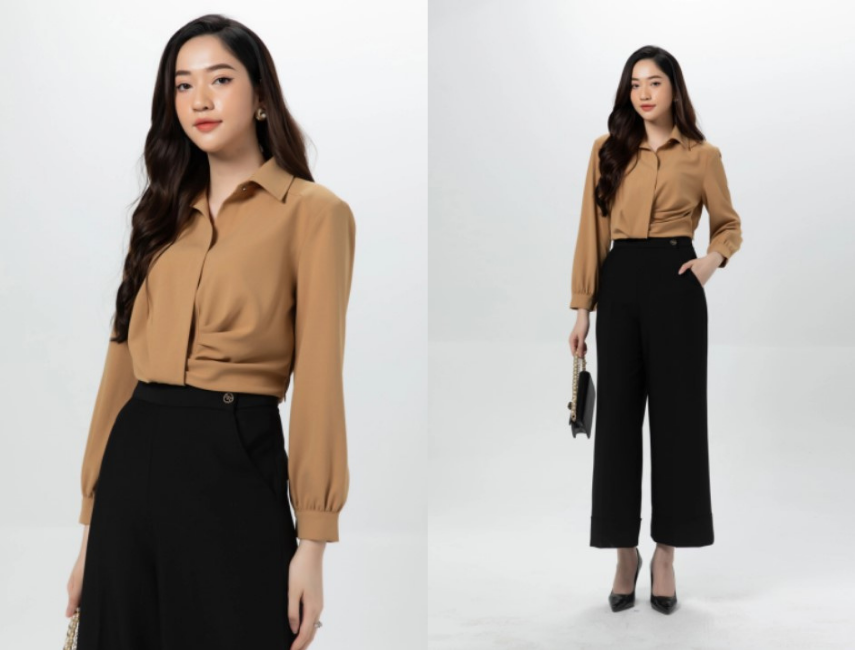 Tóc màu than chì kết hợp cùng áo peplum sành điệu