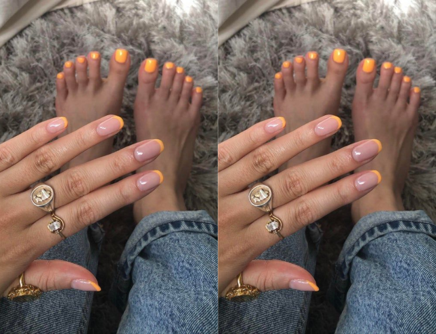 nail chân màu sắc cam đẹp