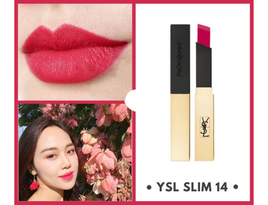 YSL Rouge Pur Couture The Slim 14 Rose Curieux màu Hồng dâu