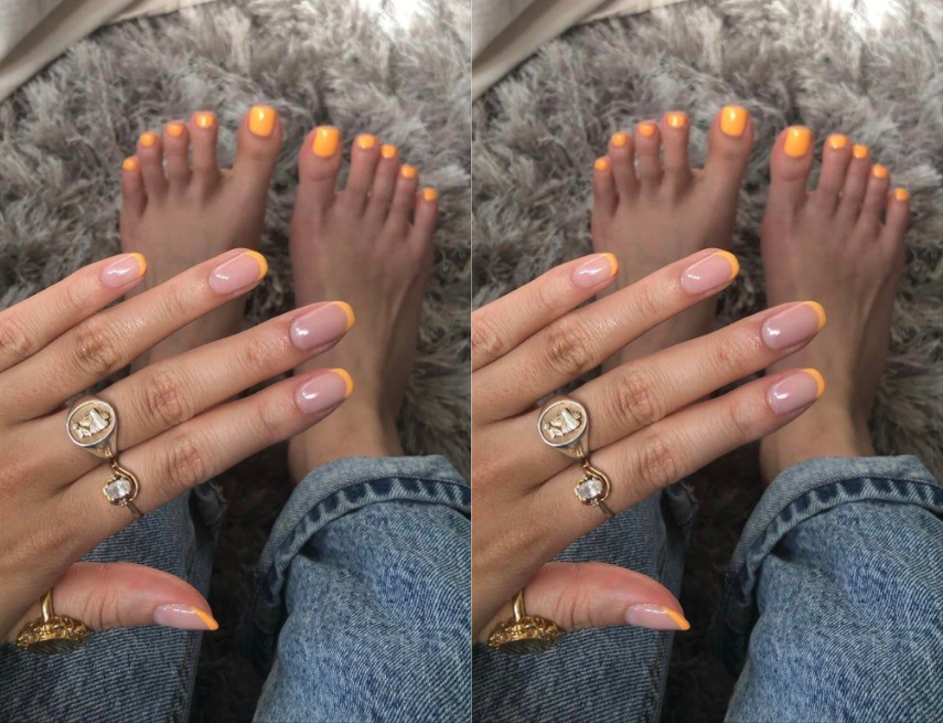Nail chân màu sắc cam