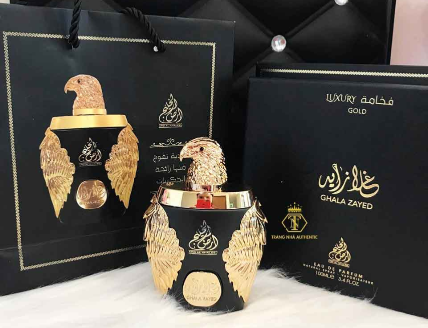 Nước hoa Ghala Zayed Luxury Gold vàng sở hữu thiết kế sang trọng, bắt mắt