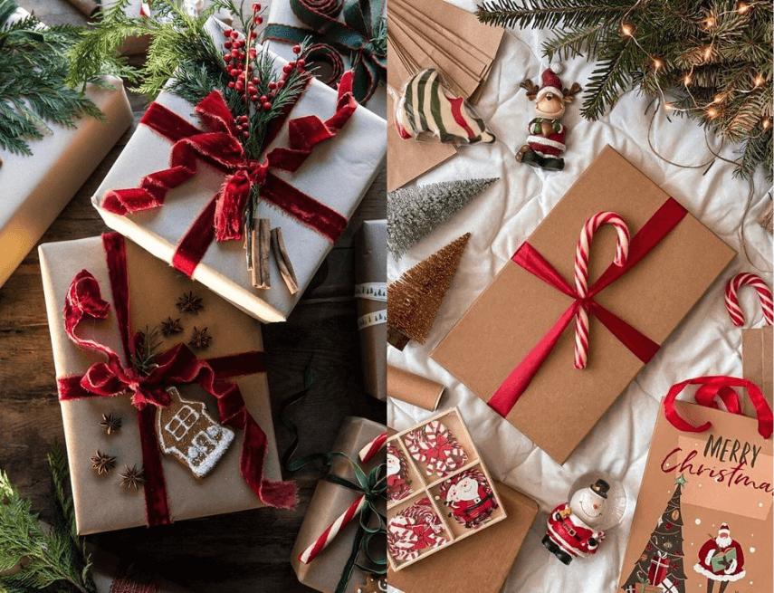 Những cách gói quà Giáng sinh đẹp và độc đáo