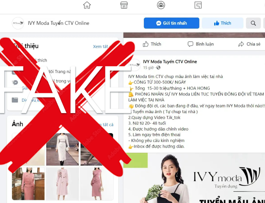 CẢNH BÁO GIẢ MẠO IVY moda LỪA ĐẢO CHIẾM ĐOẠT TÀI SẢN