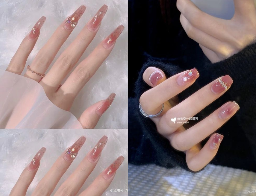 Móng tay giả màu hồng bộ 24 móng tay thiết kế cho bạn gái T08  Shopee  Việt Nam