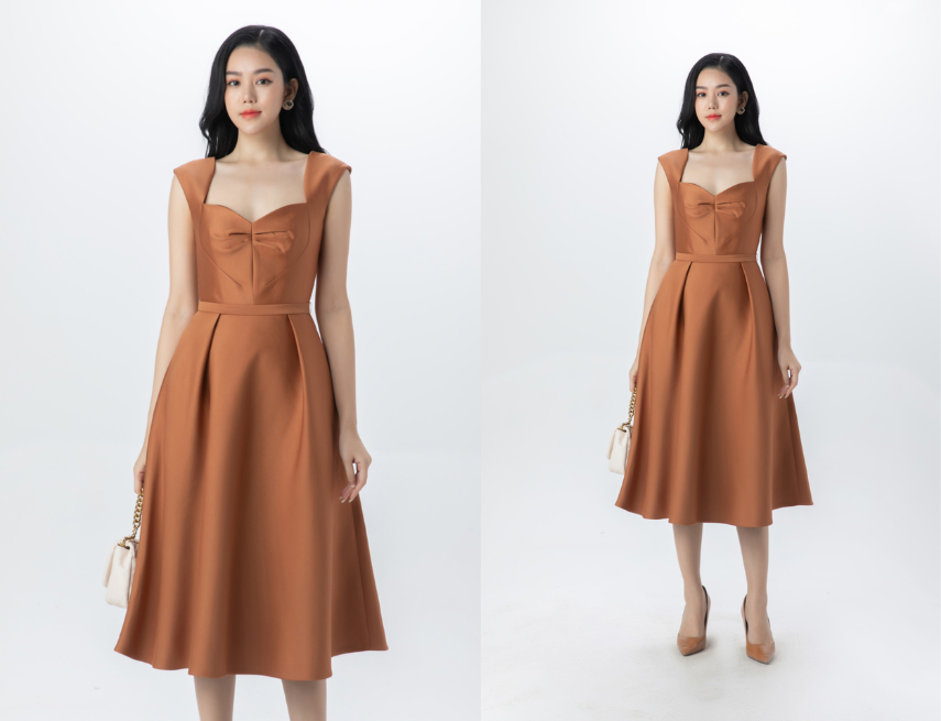 Đầm váy trễ vai Tafta cao cấp vai bèo nhún đính ngọc châu Kemi thiết kế |  Shopee Việt Nam