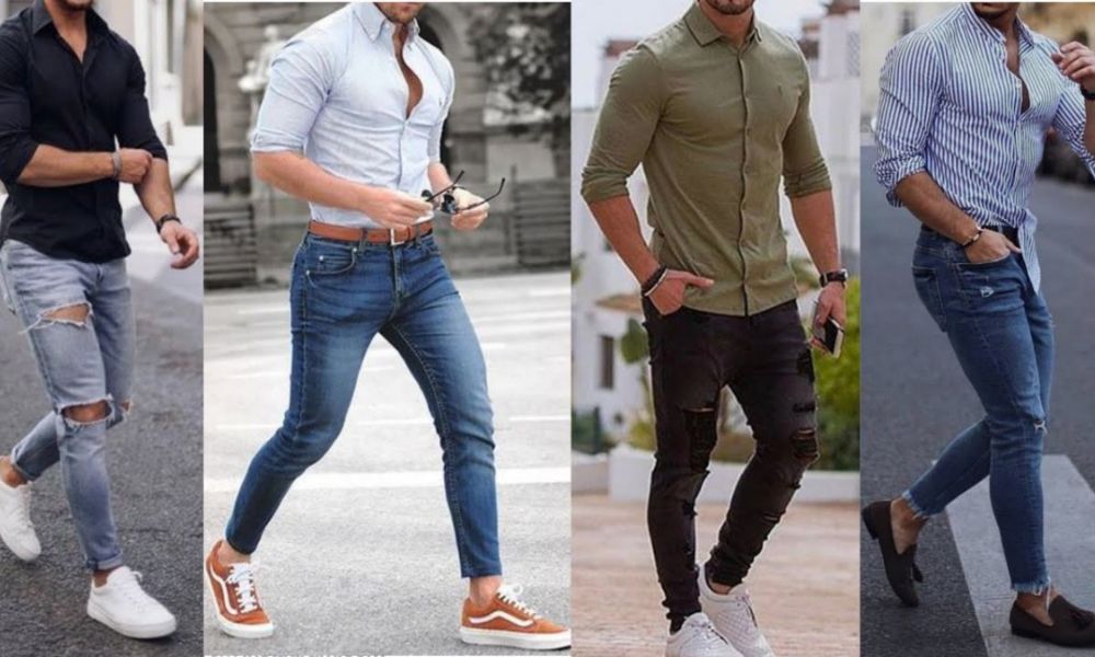 Mix sơ mi Hàn Quốc với quần jeans đơn giản