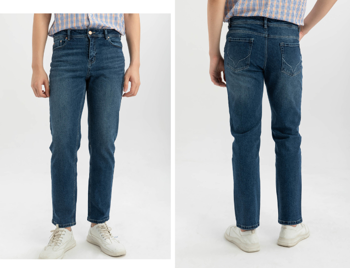 Mẫu quần jeans nam xanh cơ bản và basic