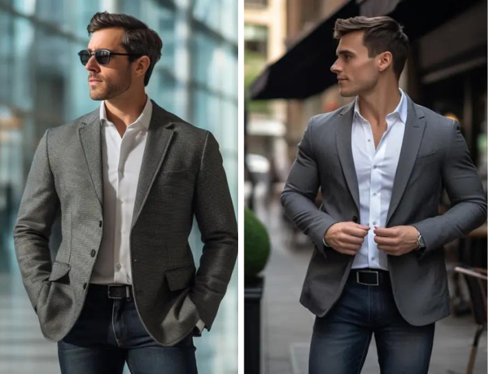 Phối đồ theo phong cách tối giản cùng quần jeans và áo blazer