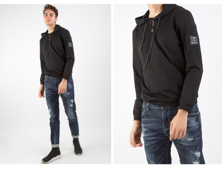 Hoodie thời thượng phối cùng quần jeans rách