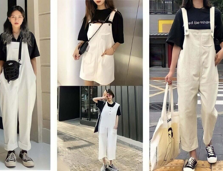 Đổi mới phong cách cùng set yếm phối với áo oversize