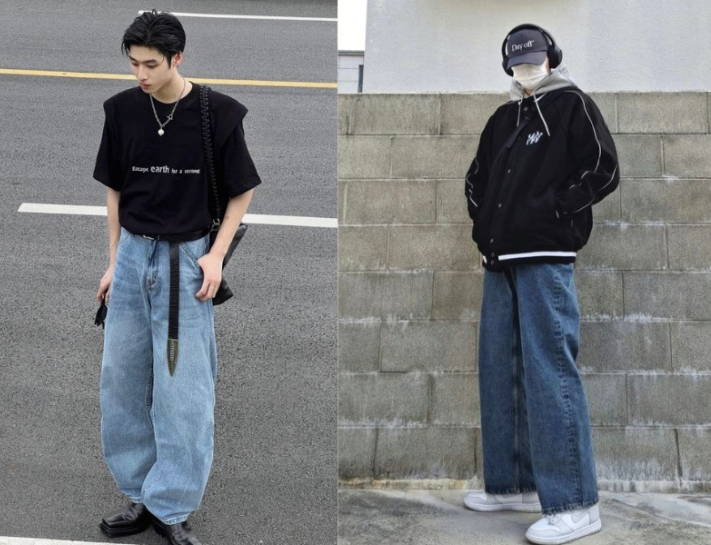 Set baggy jeans cùng áo oversize siêu hot