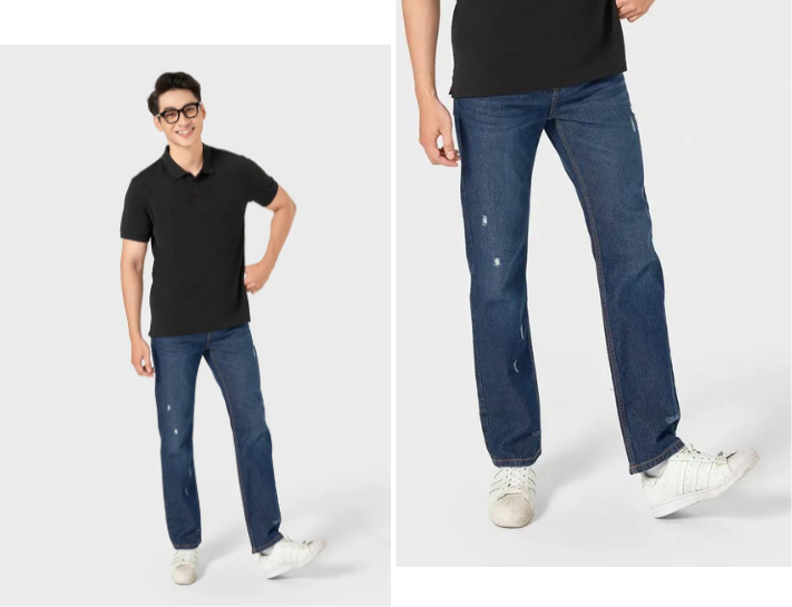 Sự kết hợp hoàn hảo giữa quần jeans rách với áo polo