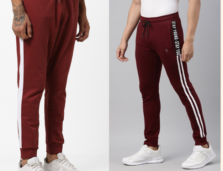 Quần jogger phối với họa tiết kẻ sọc dọc