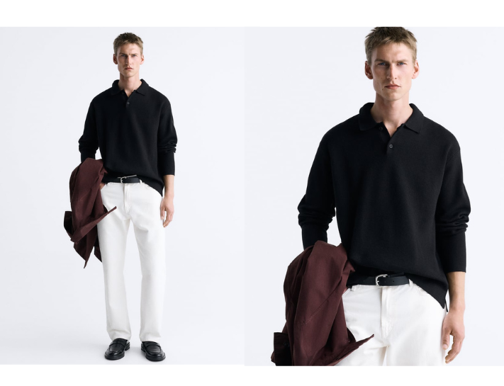 Thiết kế đơn giản với mầu áo polo dài tay của ZARA