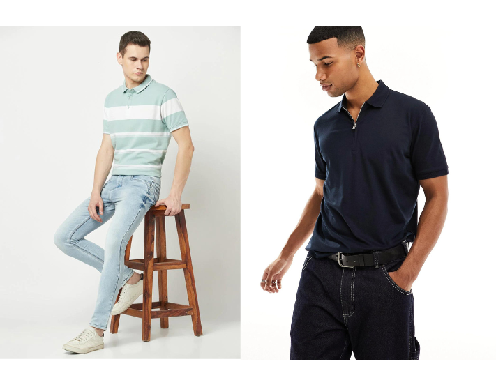 Phối áo polo nam cho người gầy cùng với quần jeans đơn giản