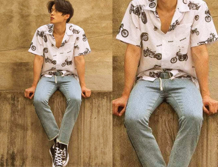 Phối áo sơ mi vải Tencel với quần jeans trẻ trung