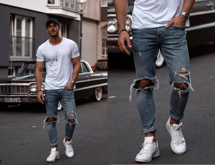 Quần jeans rách là phụ kiện không thể thiếu đối với nam giới