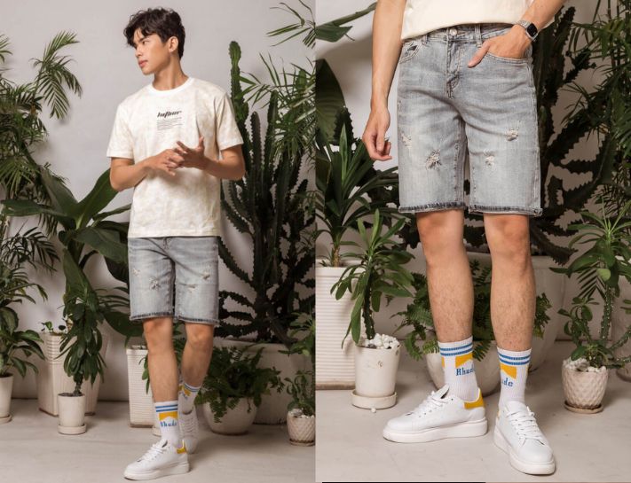 Item short jeans có thể kết hợp với nhiều kiểu dáng trang phục khác nhau