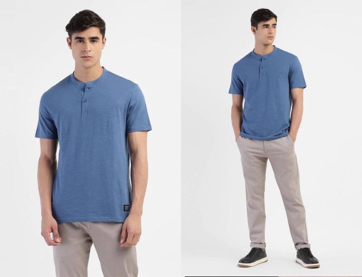 Áo Henley mix cùng quần chinos