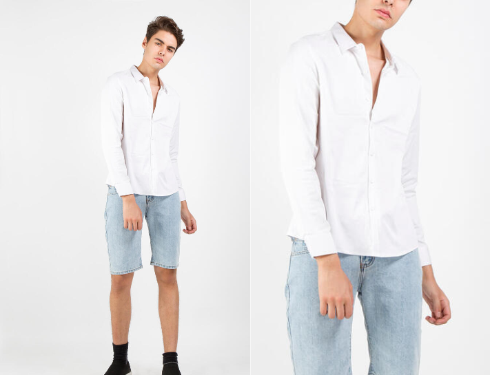 Phối quần short cho nam với áo sơ mi trắng