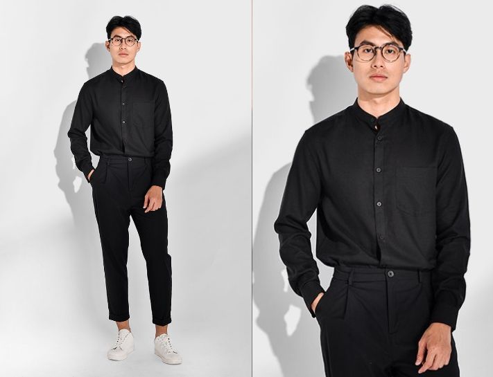 Quần màu đen phối với áo màu đen