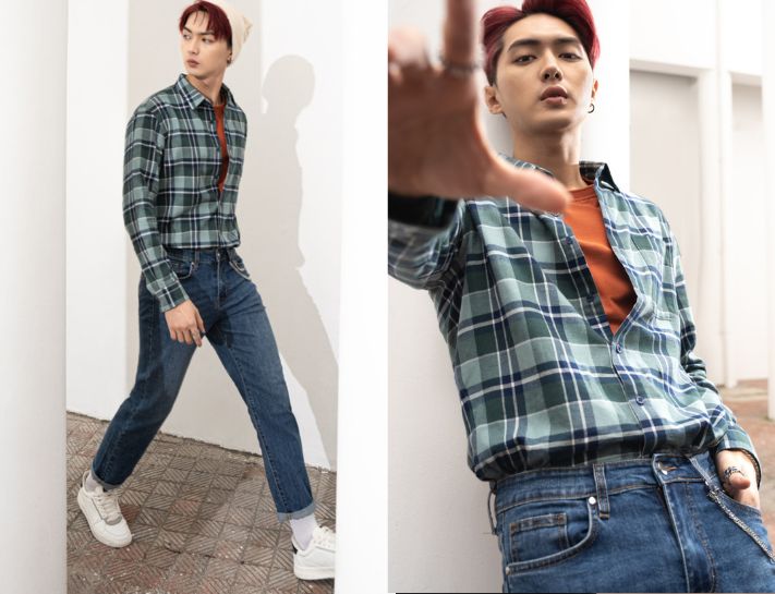 Phối áo sơ mi nam Hàn Quốc cùng với quần jeans