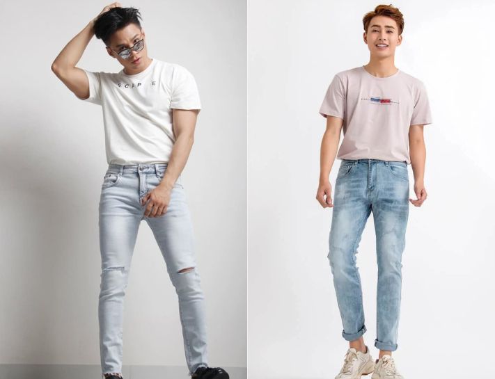 Phối đồ với áo thun và quần jeans nam