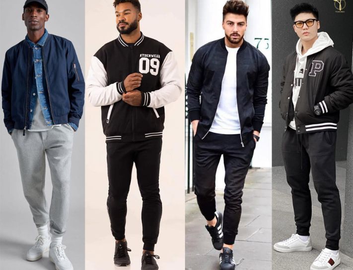 Jogger phối với áo jacket nam