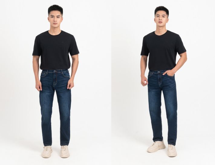 Mix đồ với quần jeans nam màu xanh cơ bản