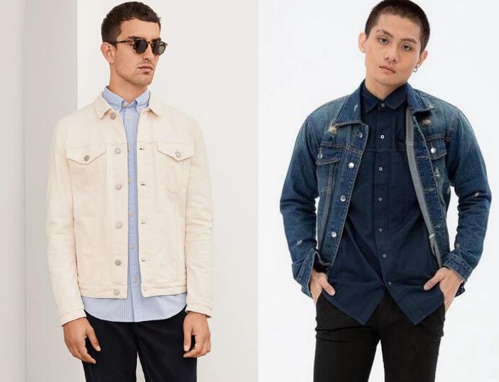 Lịch lãm cùng áo sơ mi phối denim jacket