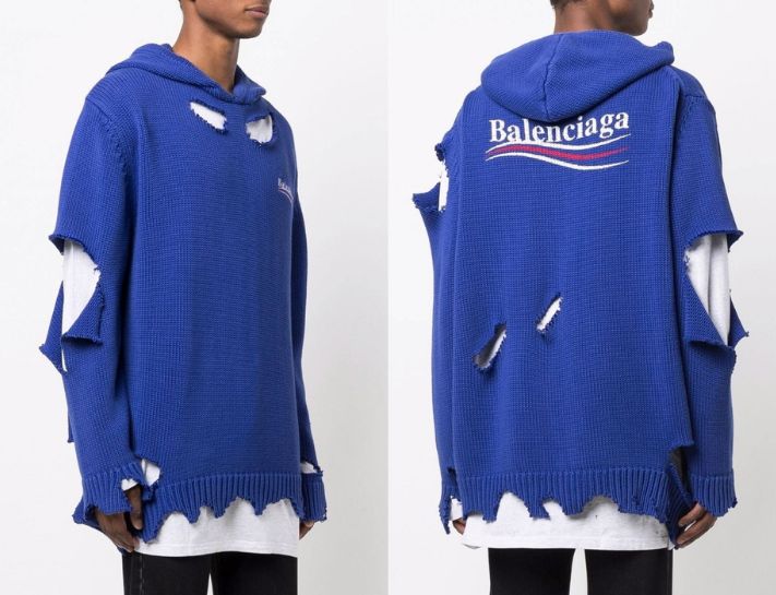 Mẫu hoodie Balenciaga rách được nhiều tín đồ thời trang yêu thích