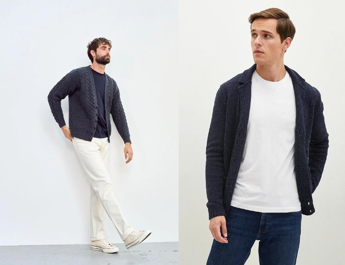 Phối đồ với cardigan nam với áo thun