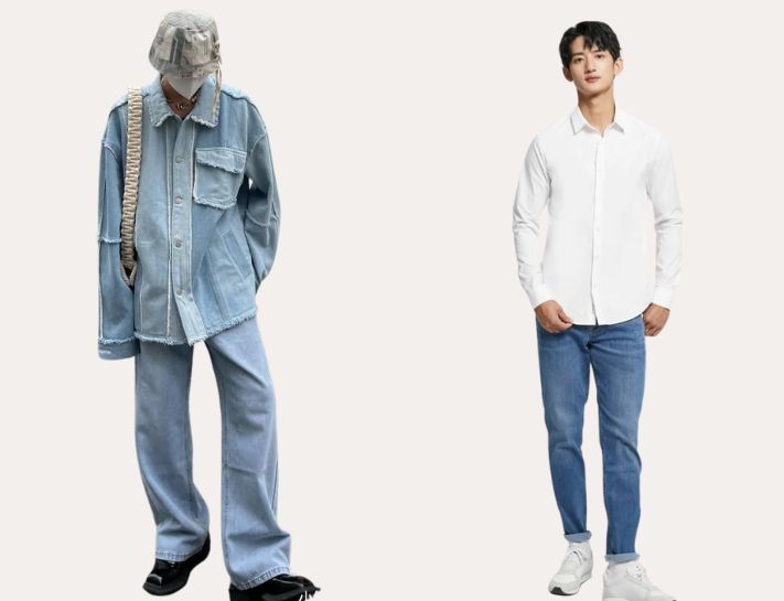 Phối áo sơ mi và quần jeans nam theo kích thước trang phục