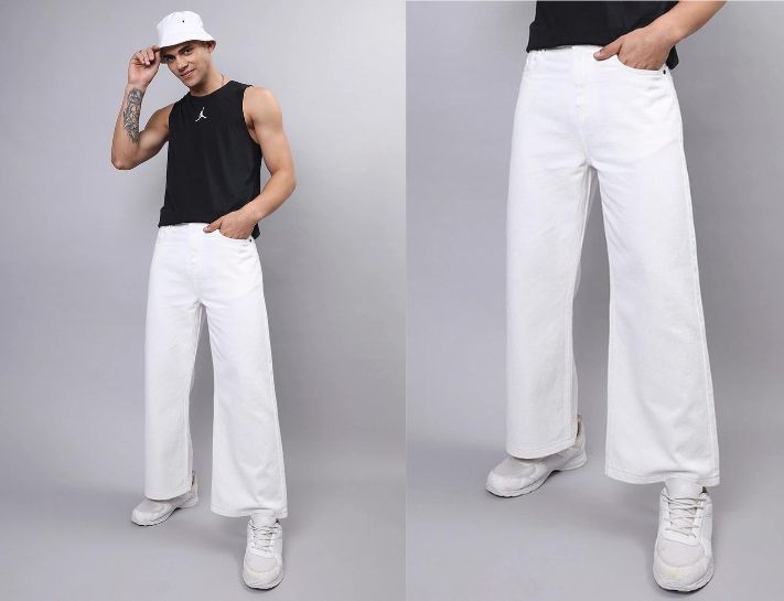 Mẫu quần dad jeans cho nam màu trắng trẻ trung