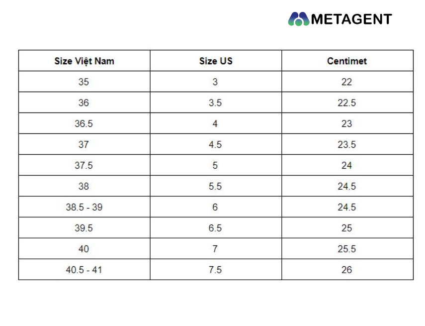 Lựa chọn Bảng size Converse