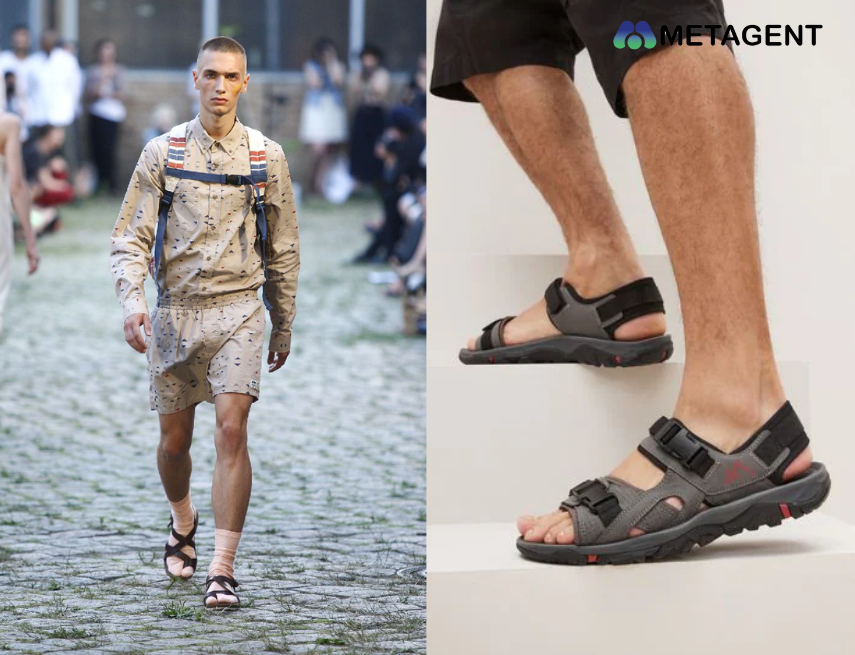 Giày sandals nam kết hợp với trang phục thể thao