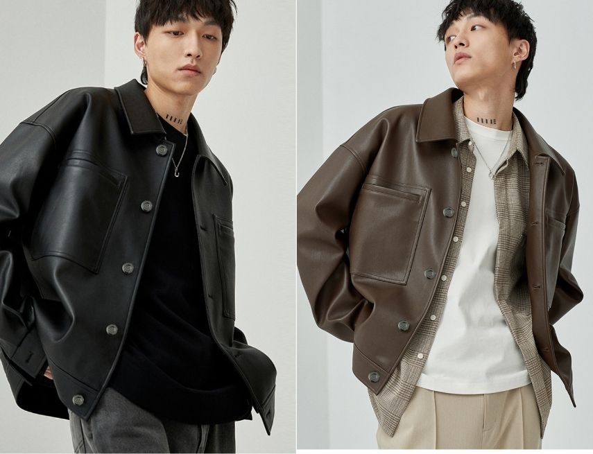 Trẻ trung cùng khoác da oversize và áo thun
