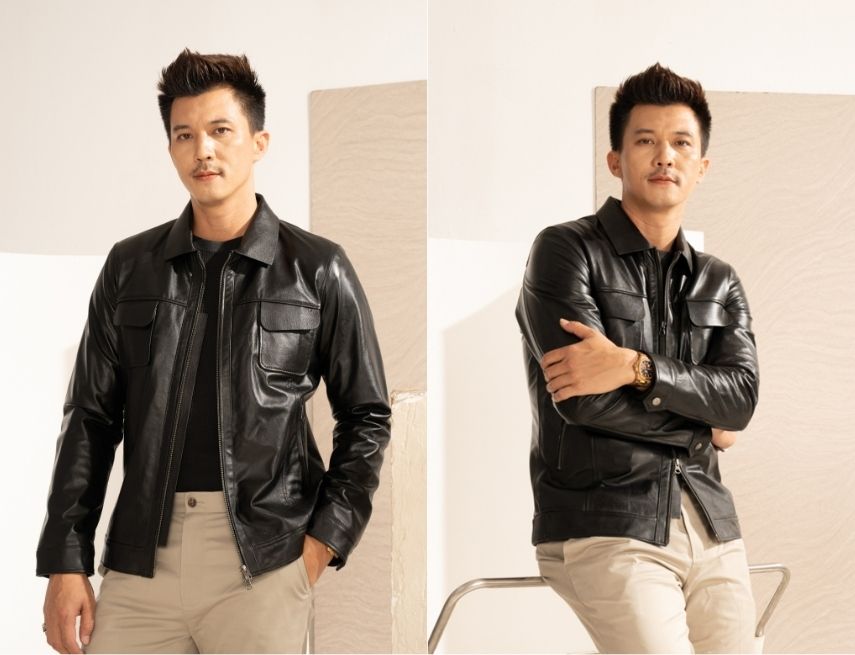 Mix quần jeans nam với mẫu áo khoác da