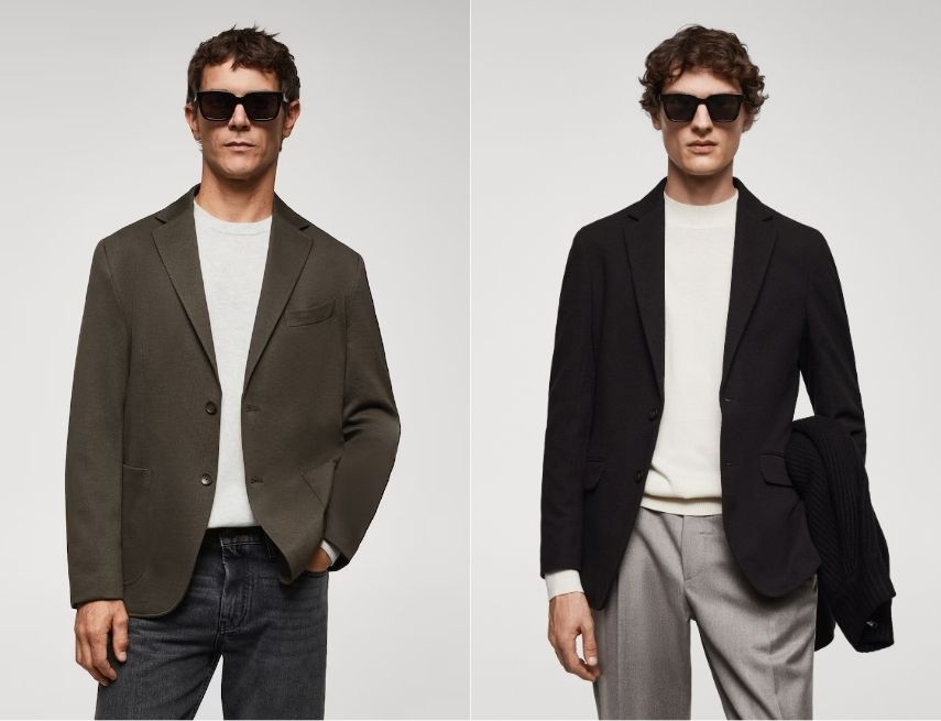 Phối thun dài tay cùng với áo blazer nam