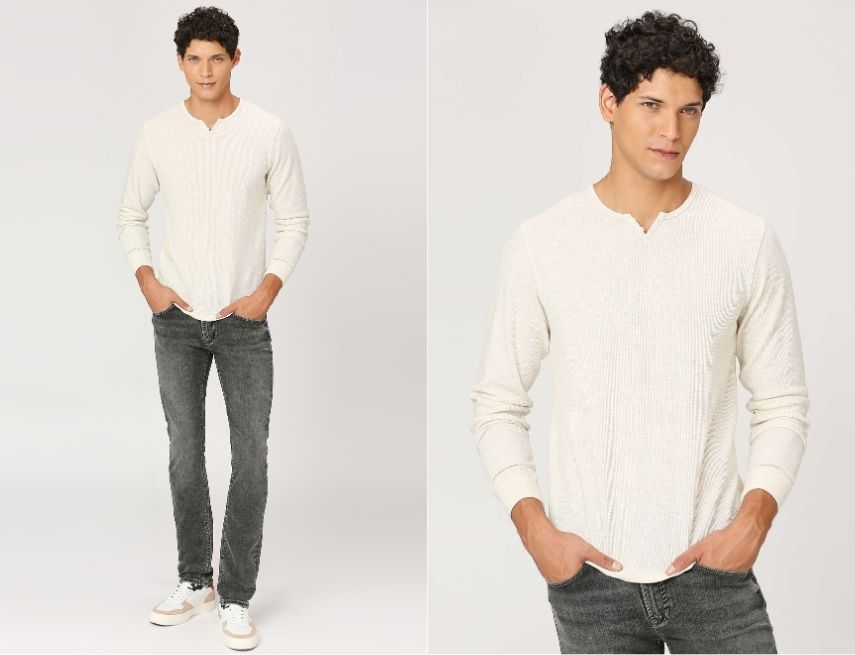 Áo thun tay dài với quần jeans đẹp