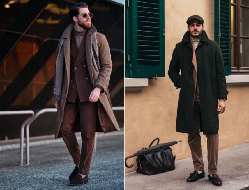 Phối đồ cùng áo trench coat và suit nhung tăm