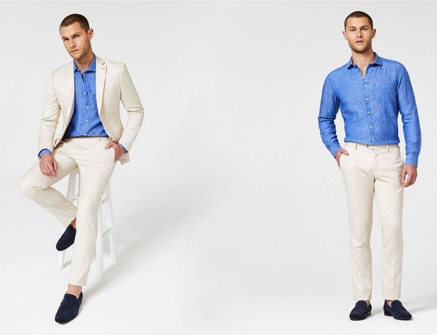 Cách phối áo sơ mi linen với bộ suit