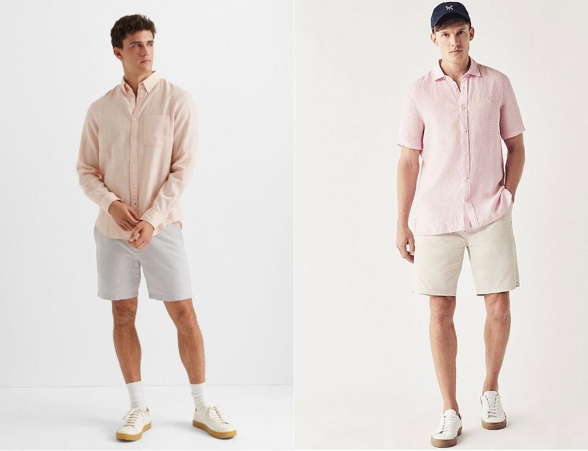 Phối áo sơ mi linen với quần short nam