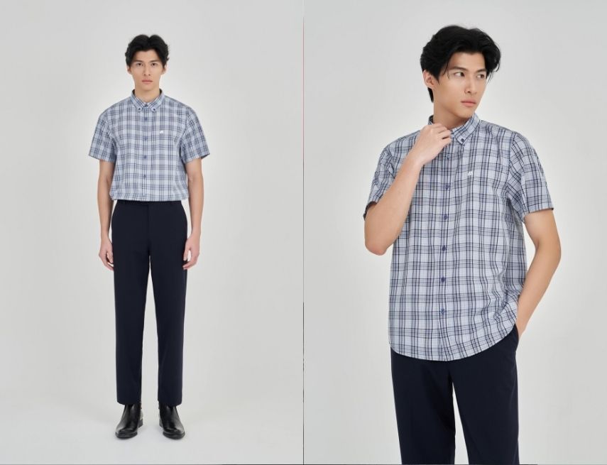 Áo sơ mi kẻ sọc ngắn đẹp và đơn giản