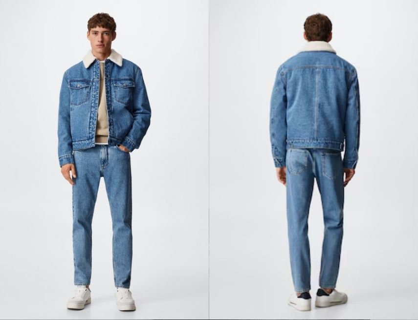 Mẫu áo denim nam phối với áo thun