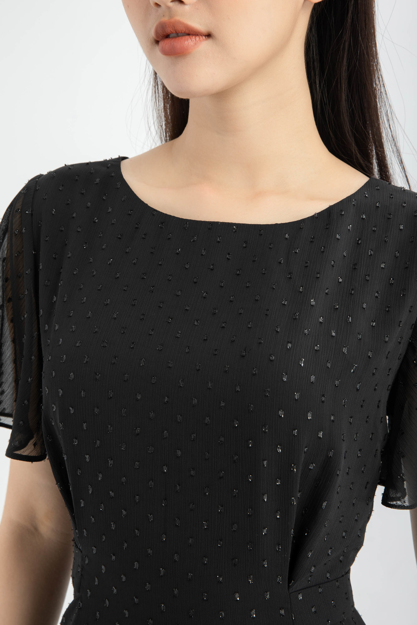 Đầm chiffon hạt nổi