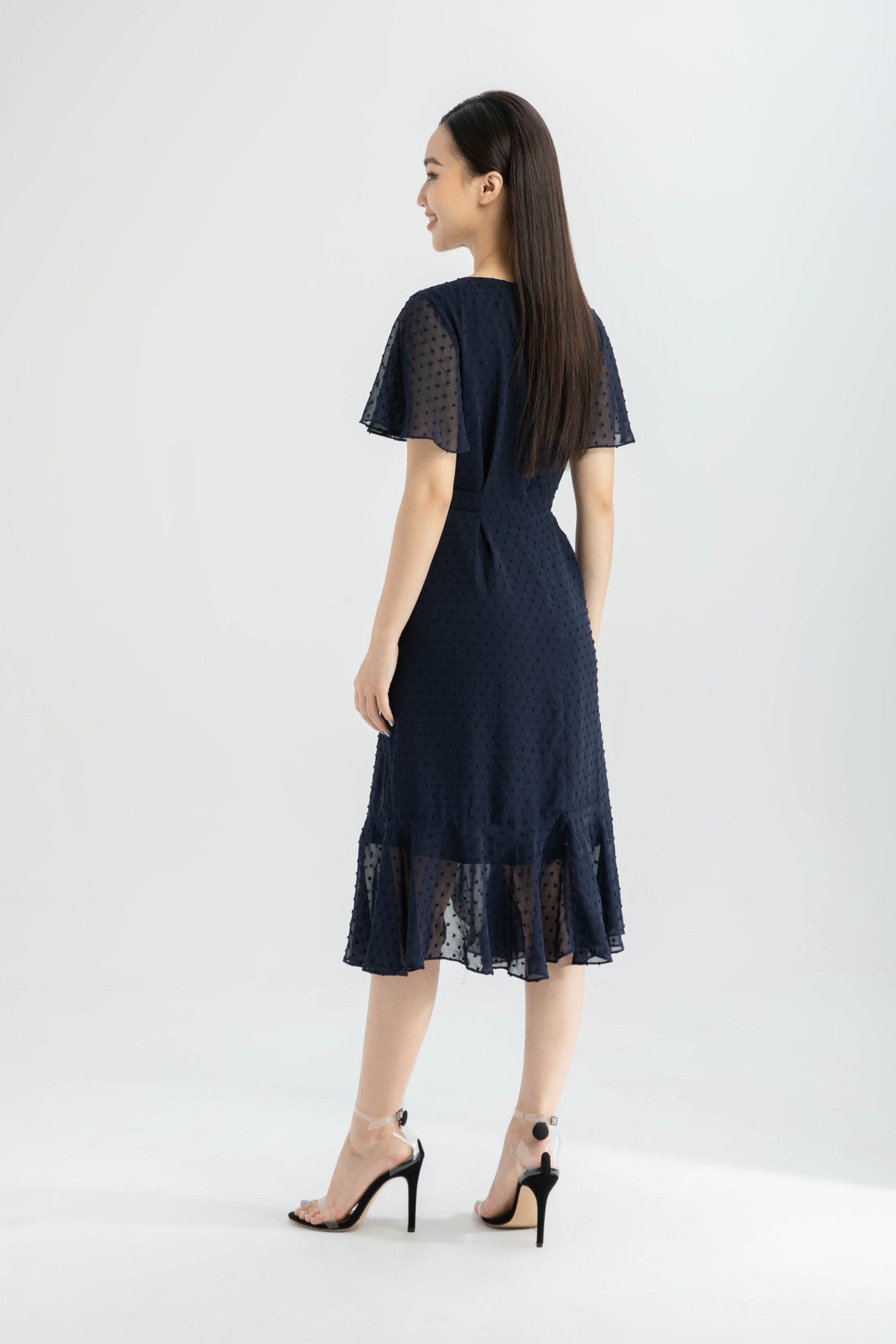 Đầm chiffon hạt nổi