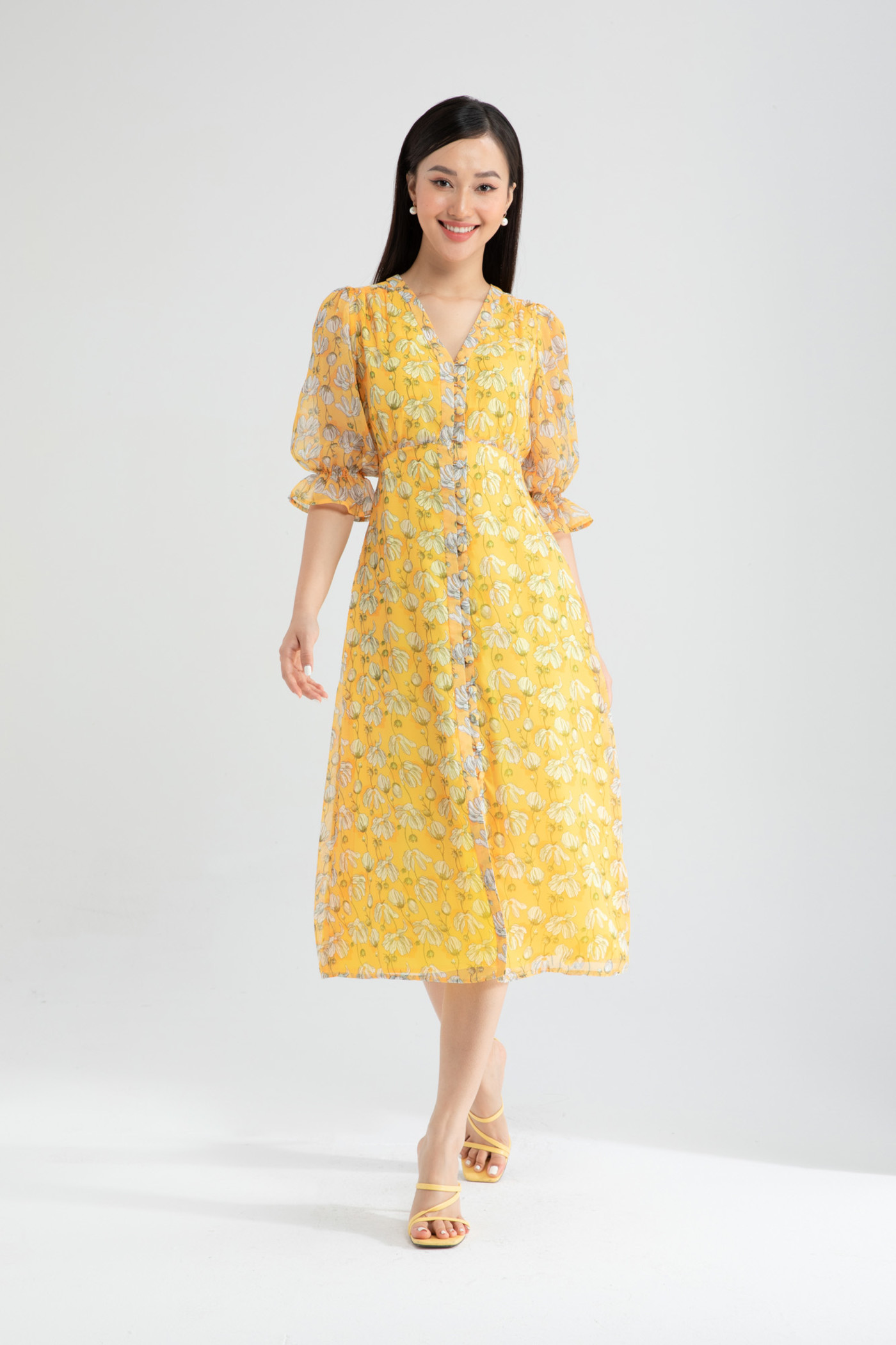 Đầm chiffon dáng xòe 