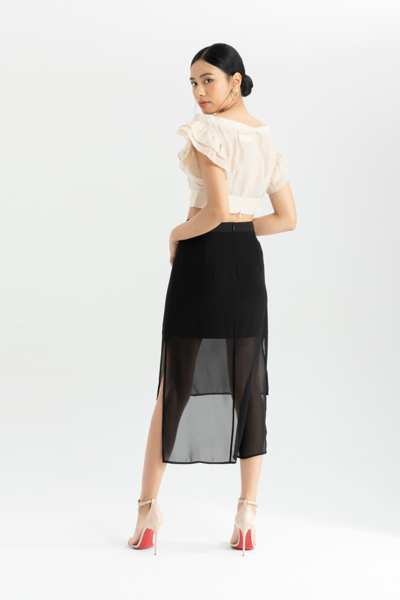 Chân váy chiffon dáng midi